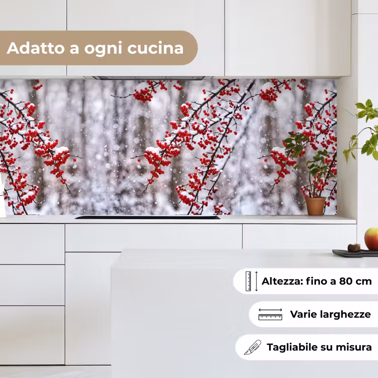 Schienale cucina - Bacche - Rami - Neve - Colorato — 7