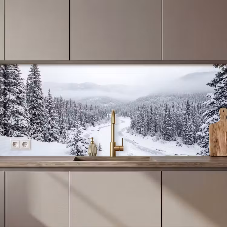 Schienale cucina - Fiume - Ghiacciato - Paesaggio - Inverno — 1