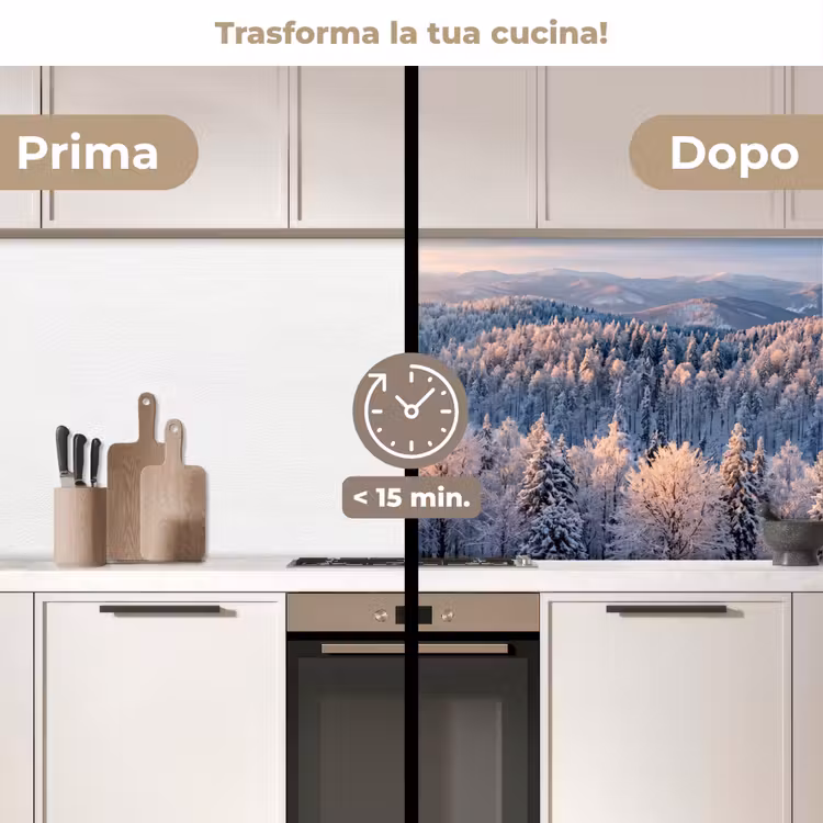 Schienale cucina - Foresta - Montagne - Oro - Inverno - Caldo — 3
