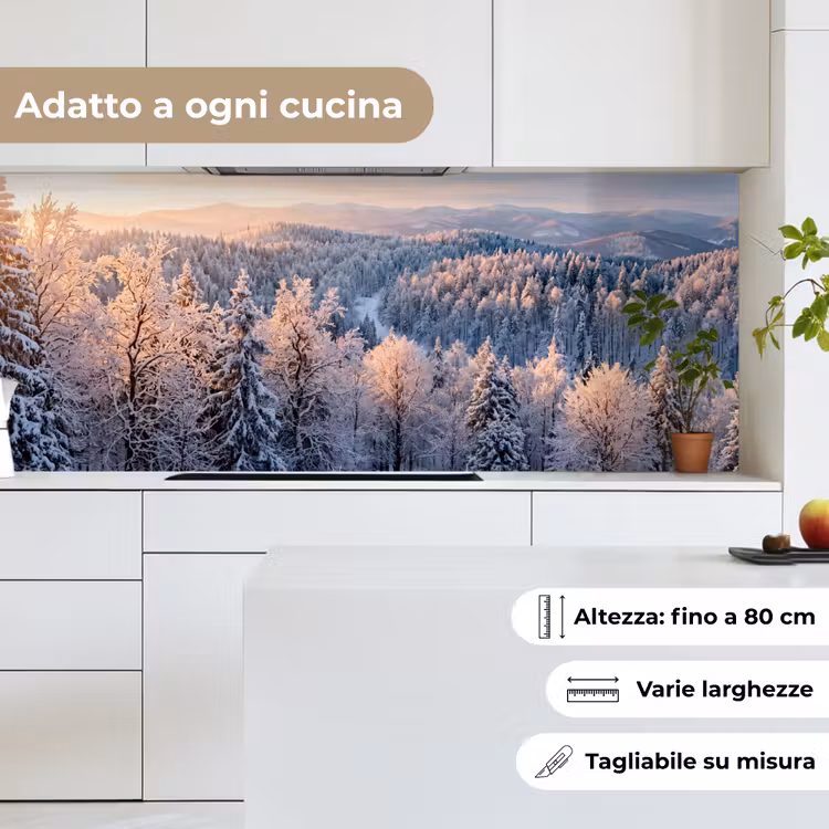 Schienale cucina - Foresta - Montagne - Oro - Inverno - Caldo — 7