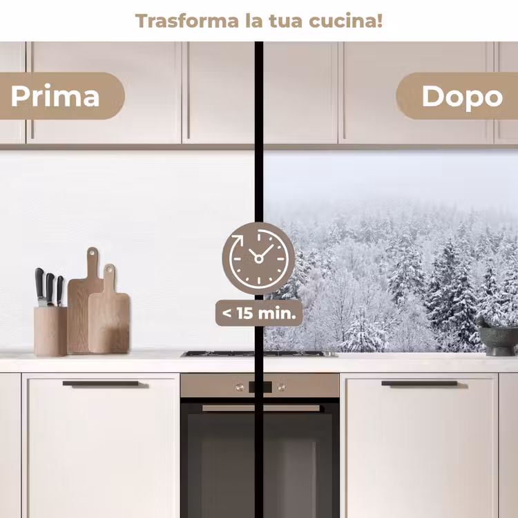 Schienale cucina - Foresta - Neve - Inverno - Natura - Bianco — 3