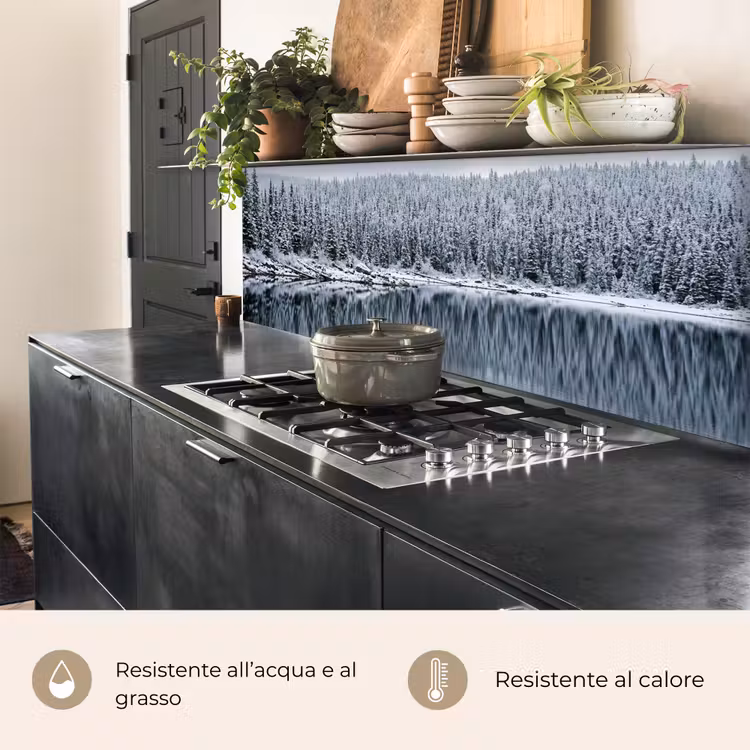 Schienale cucina - Foresta - Riflesso - Lago - Inverno - Sereno — 5