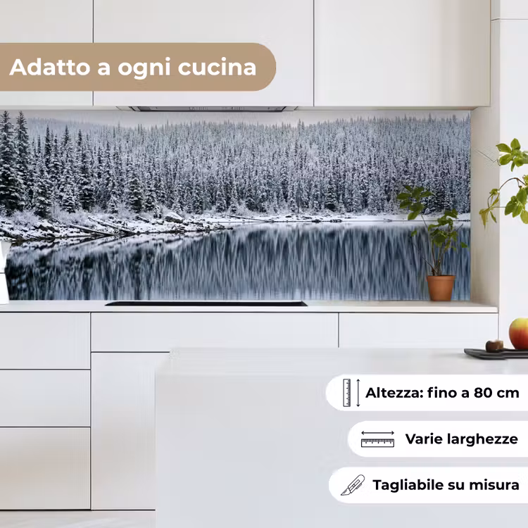 Schienale cucina - Foresta - Riflesso - Lago - Inverno - Sereno — 7