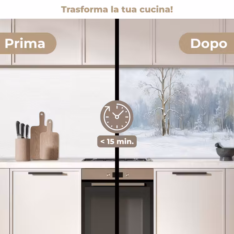 Schienale cucina - Sentiero forestale - Pino - Neve - Inverno - Riposo — 3