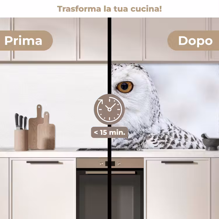 Schienale cucina - Gufo delle nevi - Occhio - Fauna selvatica - Bianco — 3