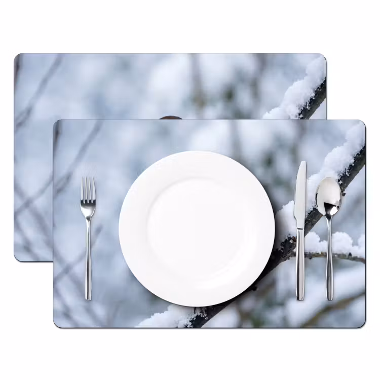 Tovaglietta – 6 pezzi - Pettirosso - Ramo - Neve - Inverno - Vivace — 2