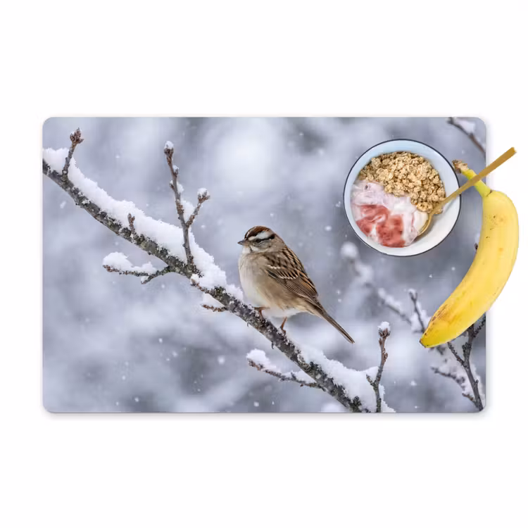 Tovaglietta – 6 pezzi - Uccello - Ramo - Neve - Inverno — 1