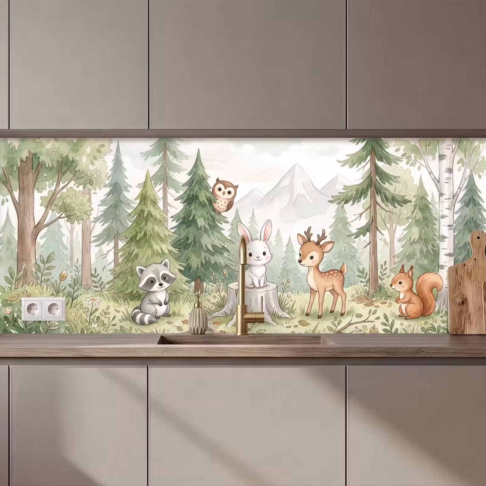 Schienale cucina - Foresta - Animali - Verde — 1