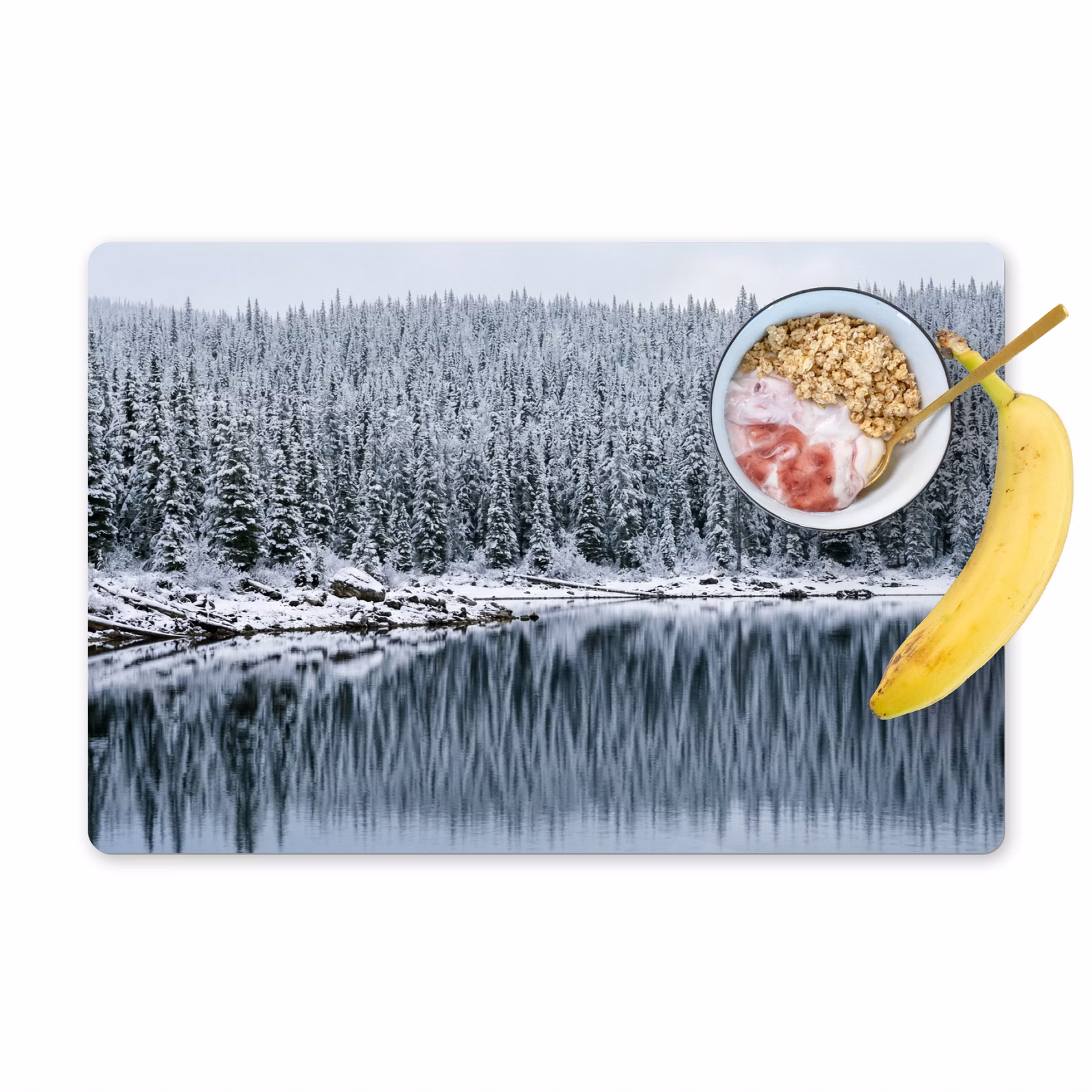 Tovaglietta – 6 pezzi - Foresta - Riflesso - Lago - Inverno - Sereno — 1
