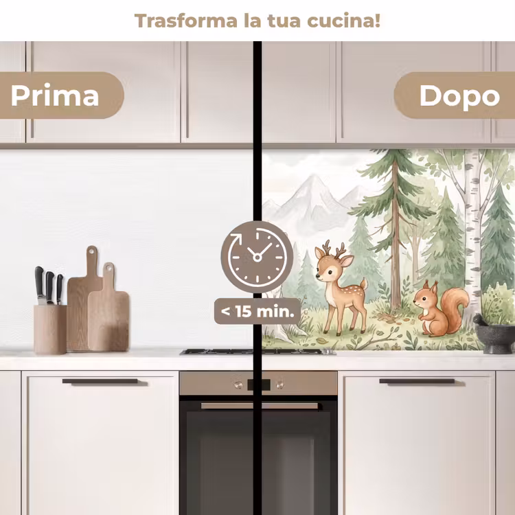 Schienale cucina - Foresta - Animali - Verde — 3