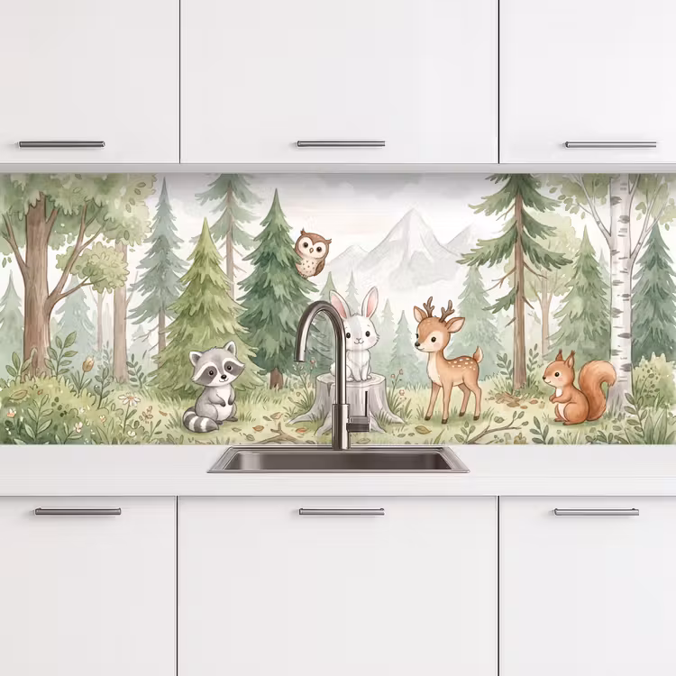 Schienale cucina - Foresta - Animali - Verde — 4