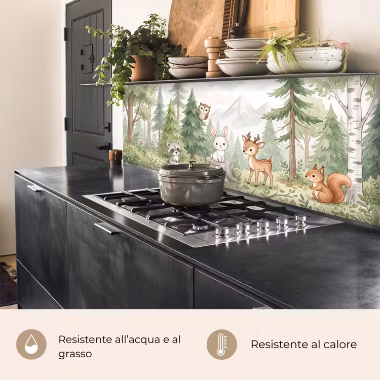 Schienale cucina - Foresta - Animali - Verde — 5