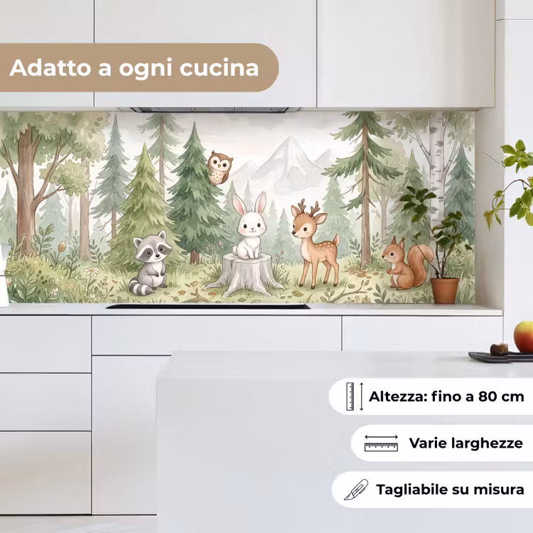 Schienale cucina - Foresta - Animali - Verde — 7