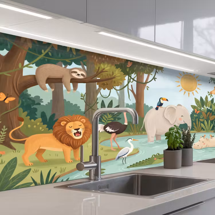 Schienale cucina - Giungla - Oasi - Animali - Colorati — 2