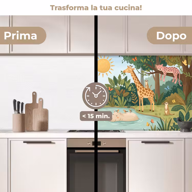Schienale cucina - Giungla - Oasi - Animali - Colorati — 3