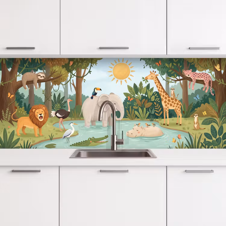 Schienale cucina - Giungla - Oasi - Animali - Colorati — 4