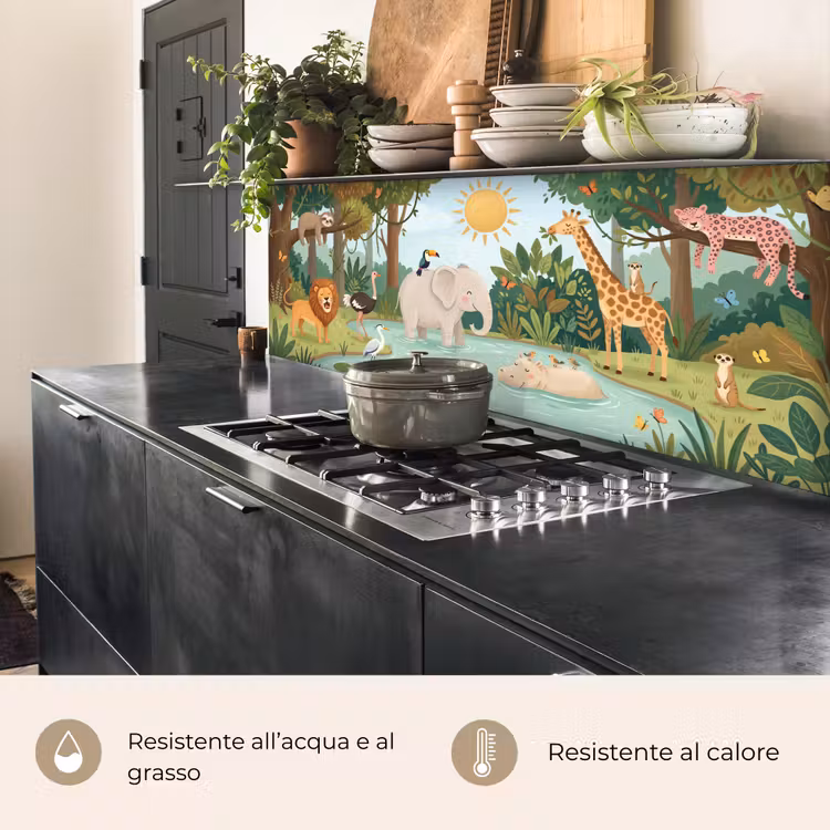 Schienale cucina - Giungla - Oasi - Animali - Colorati — 5