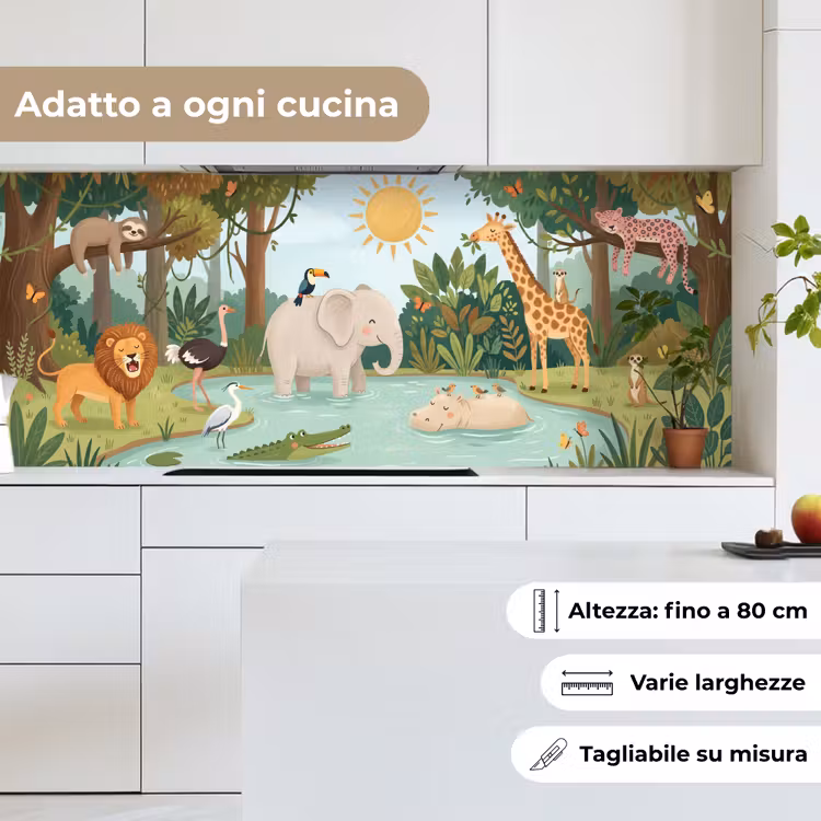 Schienale cucina - Giungla - Oasi - Animali - Colorati — 7