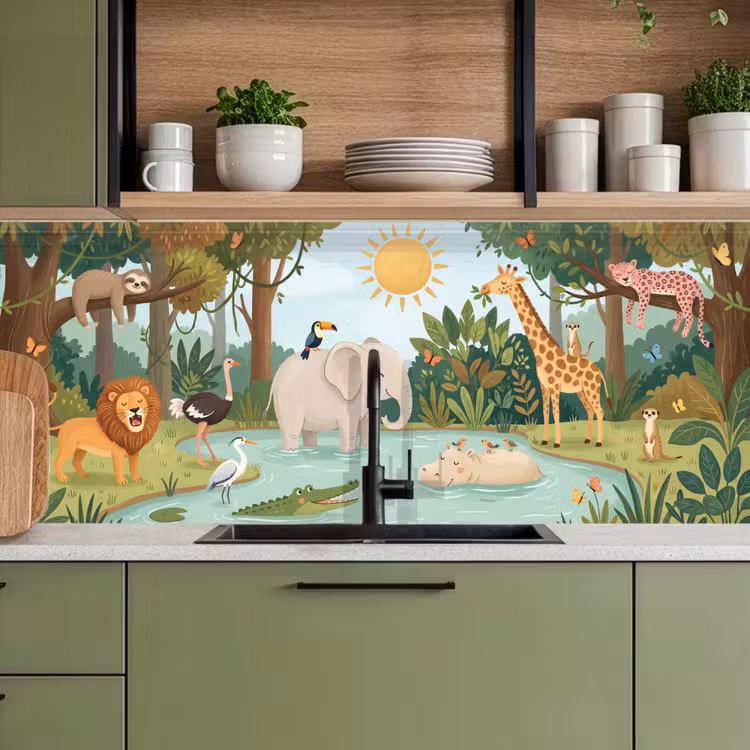 Schienale cucina - Giungla - Oasi - Animali - Colorati — 8