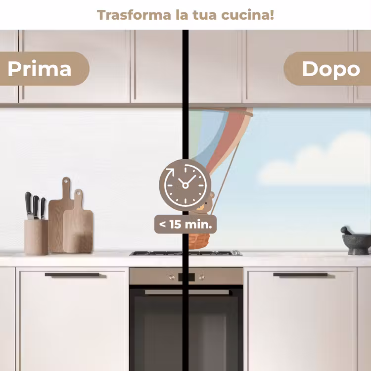 Schienale cucina - Mongolfiera - Orsetti - Pastello — 3