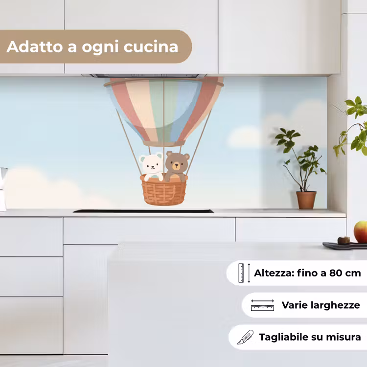 Schienale cucina - Mongolfiera - Orsetti - Pastello — 7