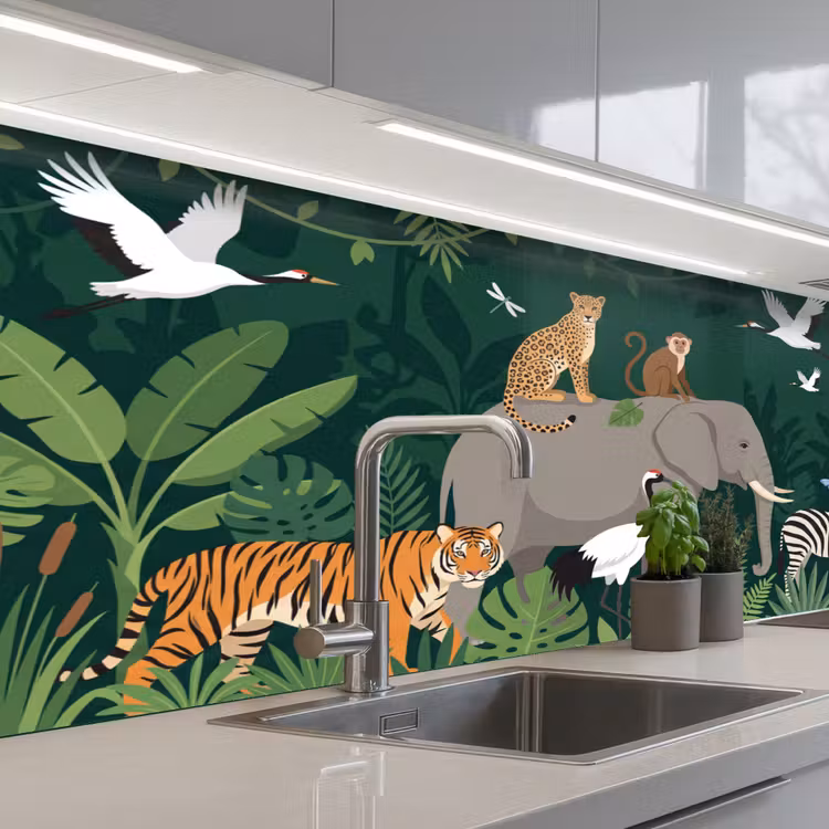 Schienale cucina - Tropicale - Giungla - Verde — 2