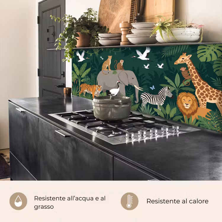 Schienale cucina - Tropicale - Giungla - Verde — 5