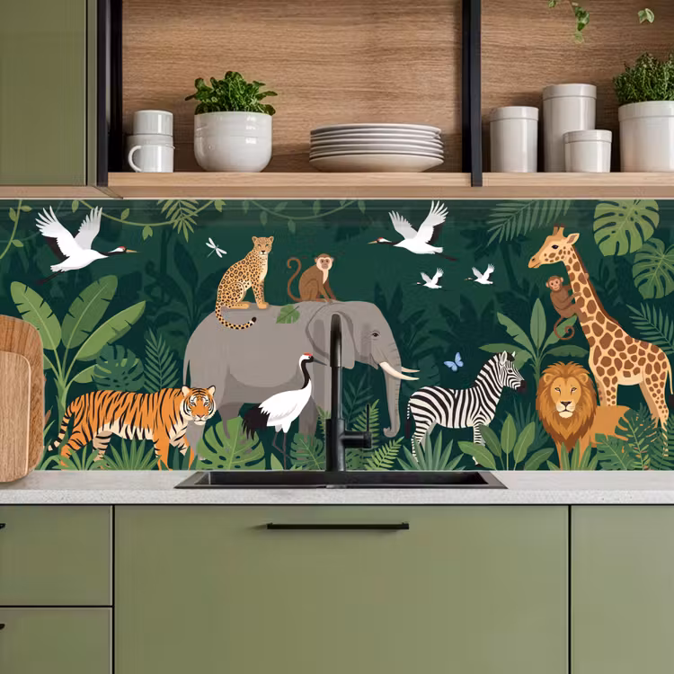 Schienale cucina - Tropicale - Giungla - Verde — 8