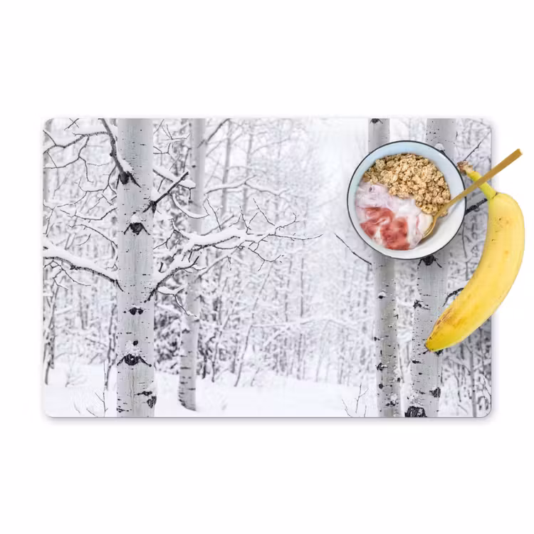 Tovaglietta – 6 pezzi - Betulle - Neve - Inverno - Foresta - Bianco — 1