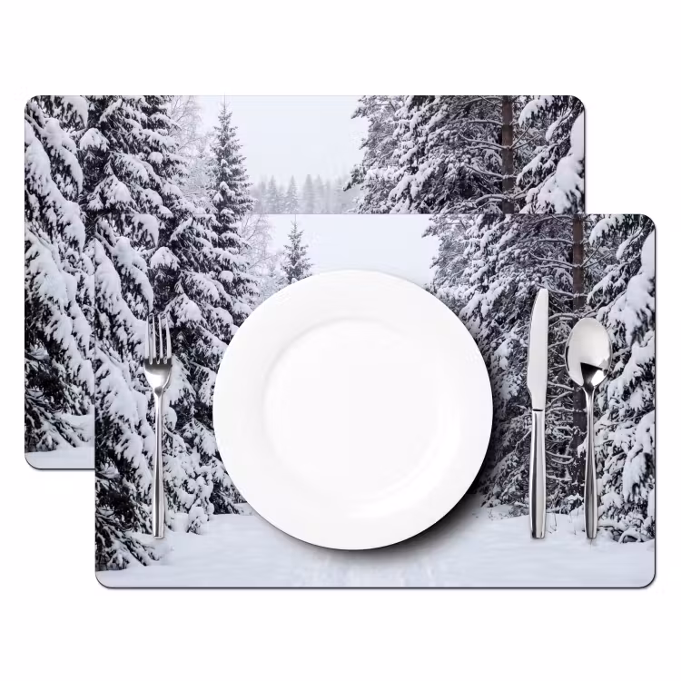 Tovaglietta – 6 pezzi - Foresta - Inverno - Neve - Sentiero - Natura — 2