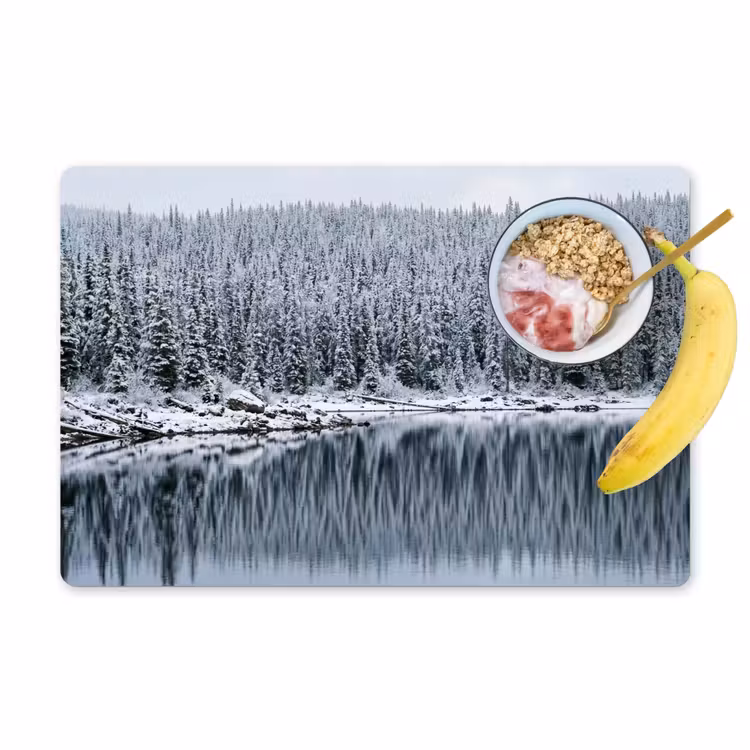 Tovaglietta – 6 pezzi - Foresta - Riflesso - Lago - Inverno - Sereno — 1