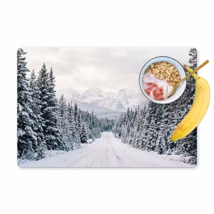 Tovaglietta – 6 pezzi - Strada - Neve - Foresta di conifere - Inverno - Avventuroso — 1