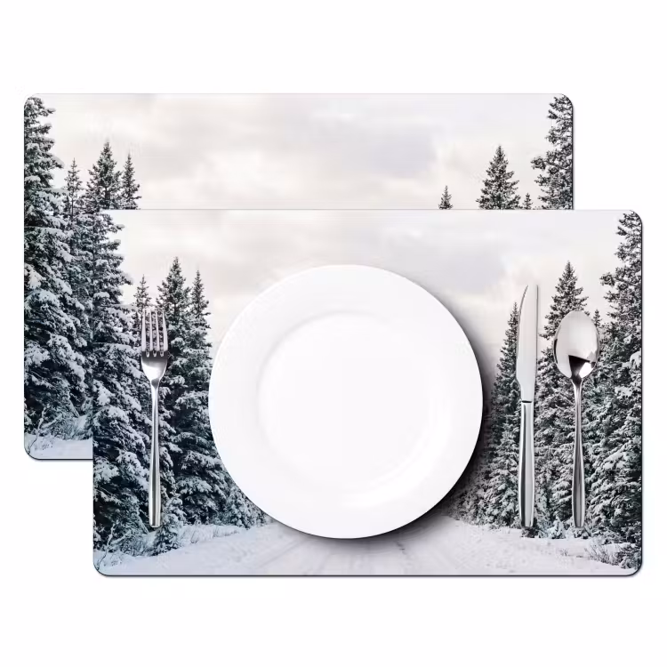 Tovaglietta – 6 pezzi - Strada - Neve - Foresta di conifere - Inverno - Avventuroso — 2