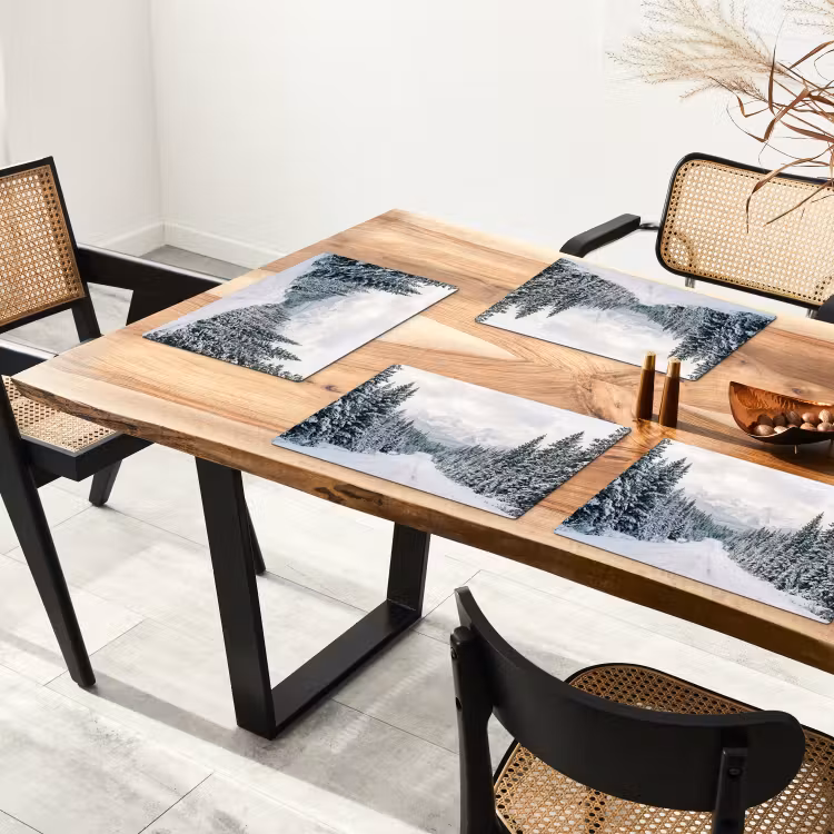 Tovaglietta – 6 pezzi - Strada - Neve - Foresta di conifere - Inverno - Avventuroso — 4