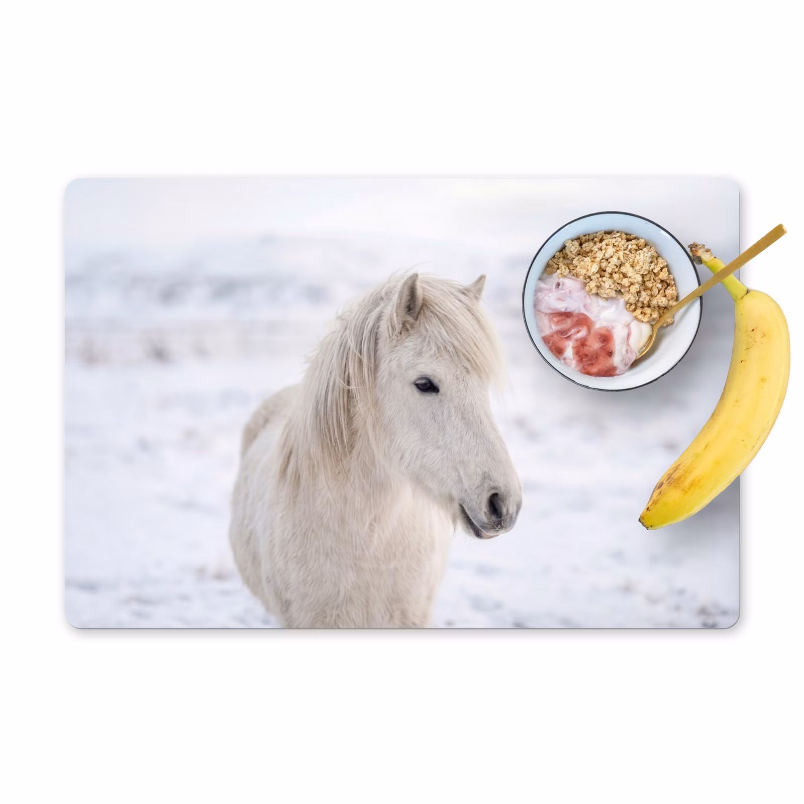 Tovaglietta – 6 pezzi - Cavallo - Testa - Inverno - Animali - Bianco — 1