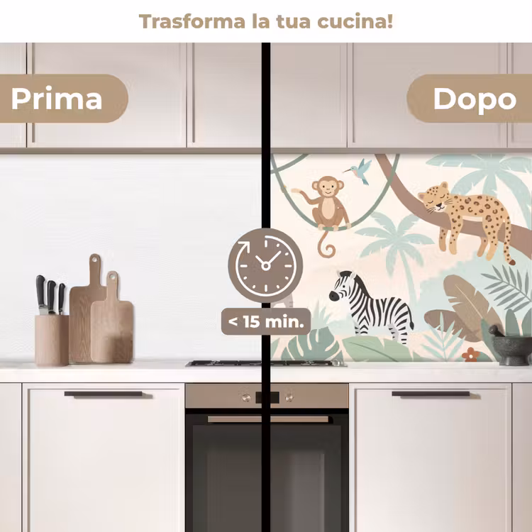 Schienale cucina - Giungla - Animali - Verde — 3