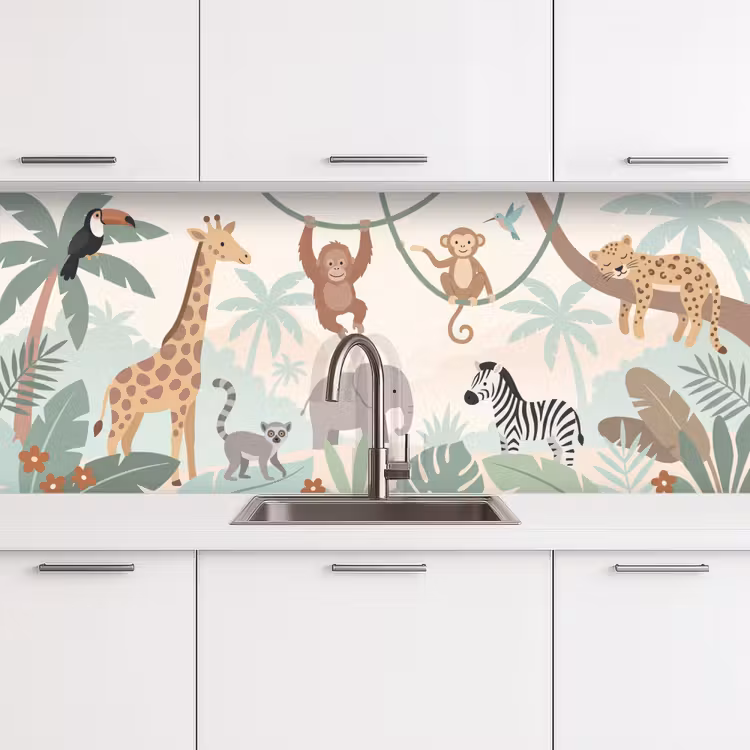 Schienale cucina - Giungla - Animali - Verde — 4