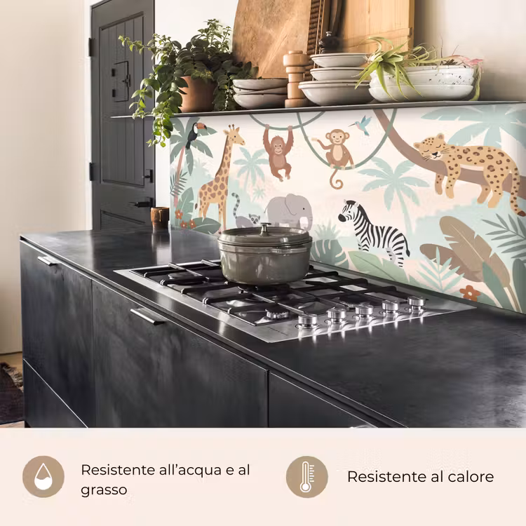 Schienale cucina - Giungla - Animali - Verde — 5