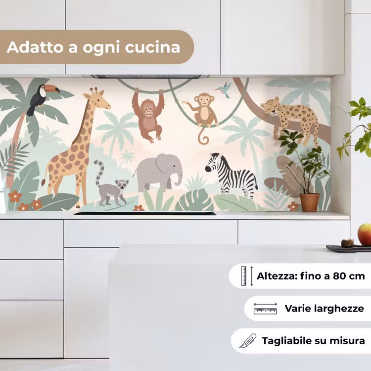 Schienale cucina - Giungla - Animali - Verde — 7