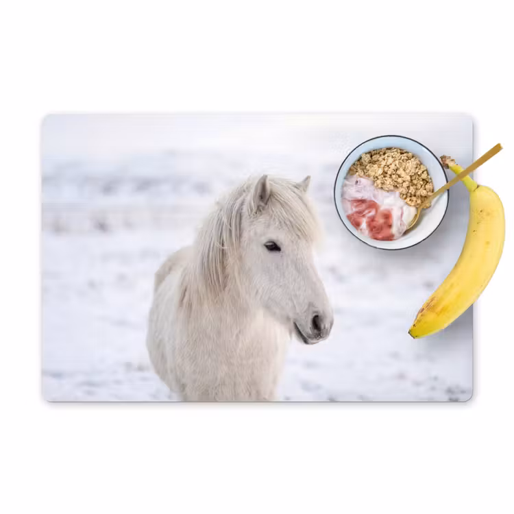 Tovaglietta – 6 pezzi - Cavallo - Testa - Inverno - Animali - Bianco — 1