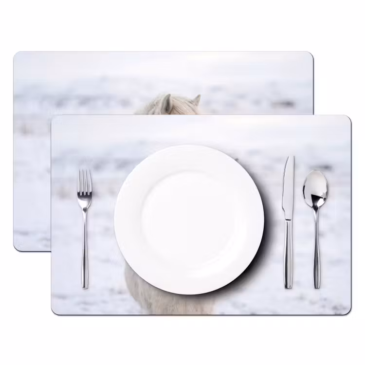 Tovaglietta – 6 pezzi - Cavallo - Testa - Inverno - Animali - Bianco — 2