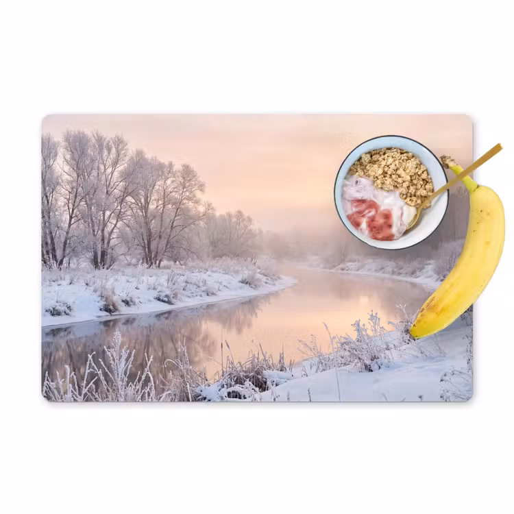 Tovaglietta – 6 pezzi - Fiume - Inverno - Paesaggio - Neve - Alba — 1