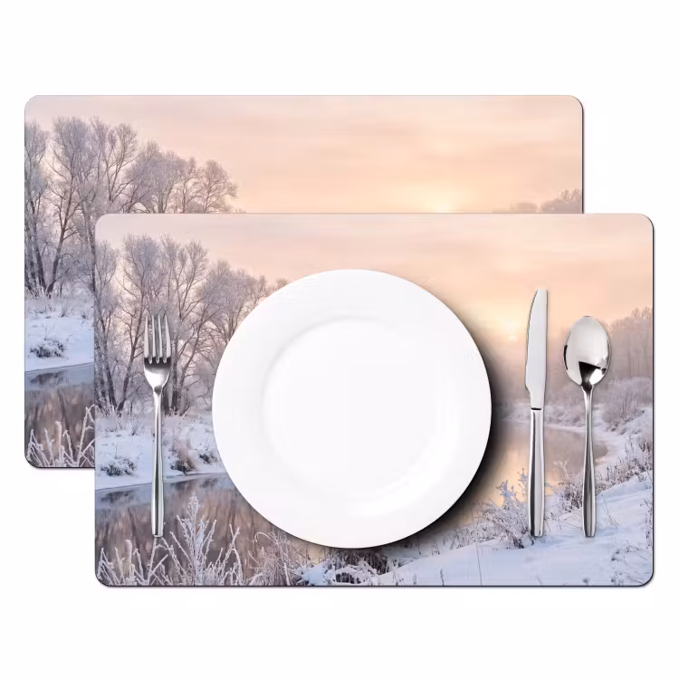 Tovaglietta – 6 pezzi - Fiume - Inverno - Paesaggio - Neve - Alba — 2