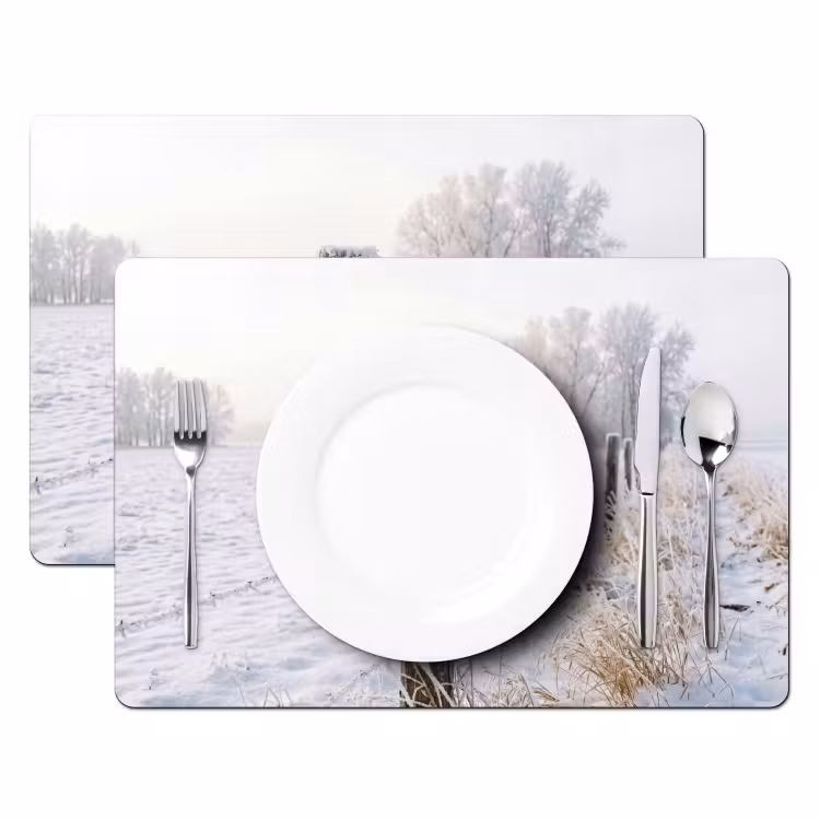 Tovaglietta – 6 pezzi - Recinto - Neve - Nebbia - Campagna - Nostalgico — 2
