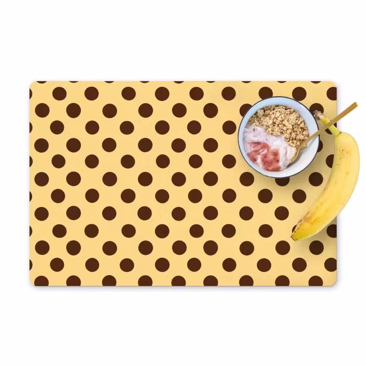 Tovaglietta – 6 pezzi - A pois - Pois - Retrò - Giallo - Marrone — 1