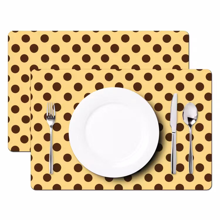 Tovaglietta – 6 pezzi - A pois - Pois - Retrò - Giallo - Marrone — 2