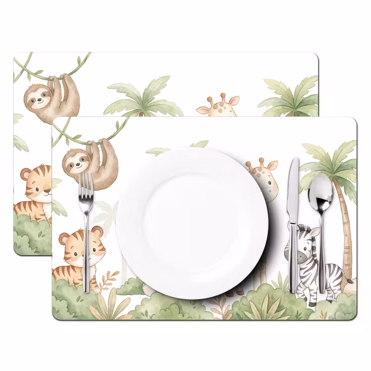 Tovaglietta – 6 pezzi - Animali - Giungla - Pastello — 2