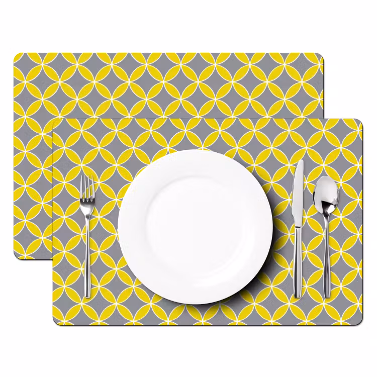 Tovaglietta – 6 pezzi - Geometrico - Cerchi - Moderno - Grigio - Giallo — 2
