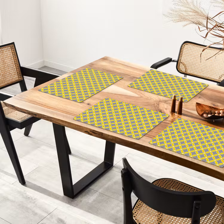 Tovaglietta – 6 pezzi - Geometrico - Cerchi - Moderno - Grigio - Giallo — 4