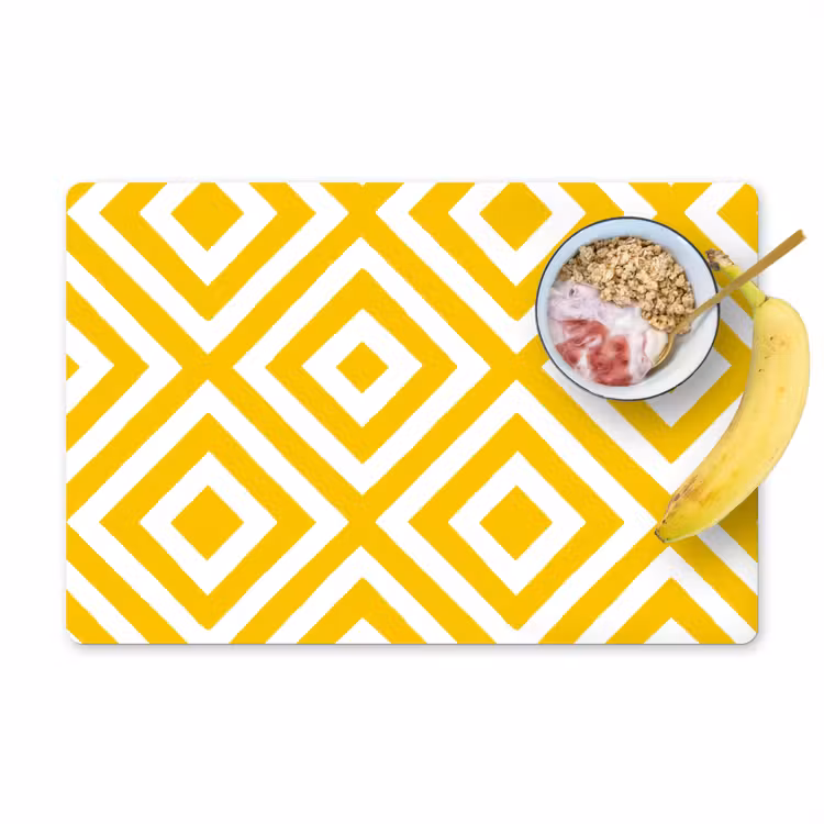 Tovaglietta – 6 pezzi - Geometrico - Linee - Moderno - Giallo - Bianco — 1